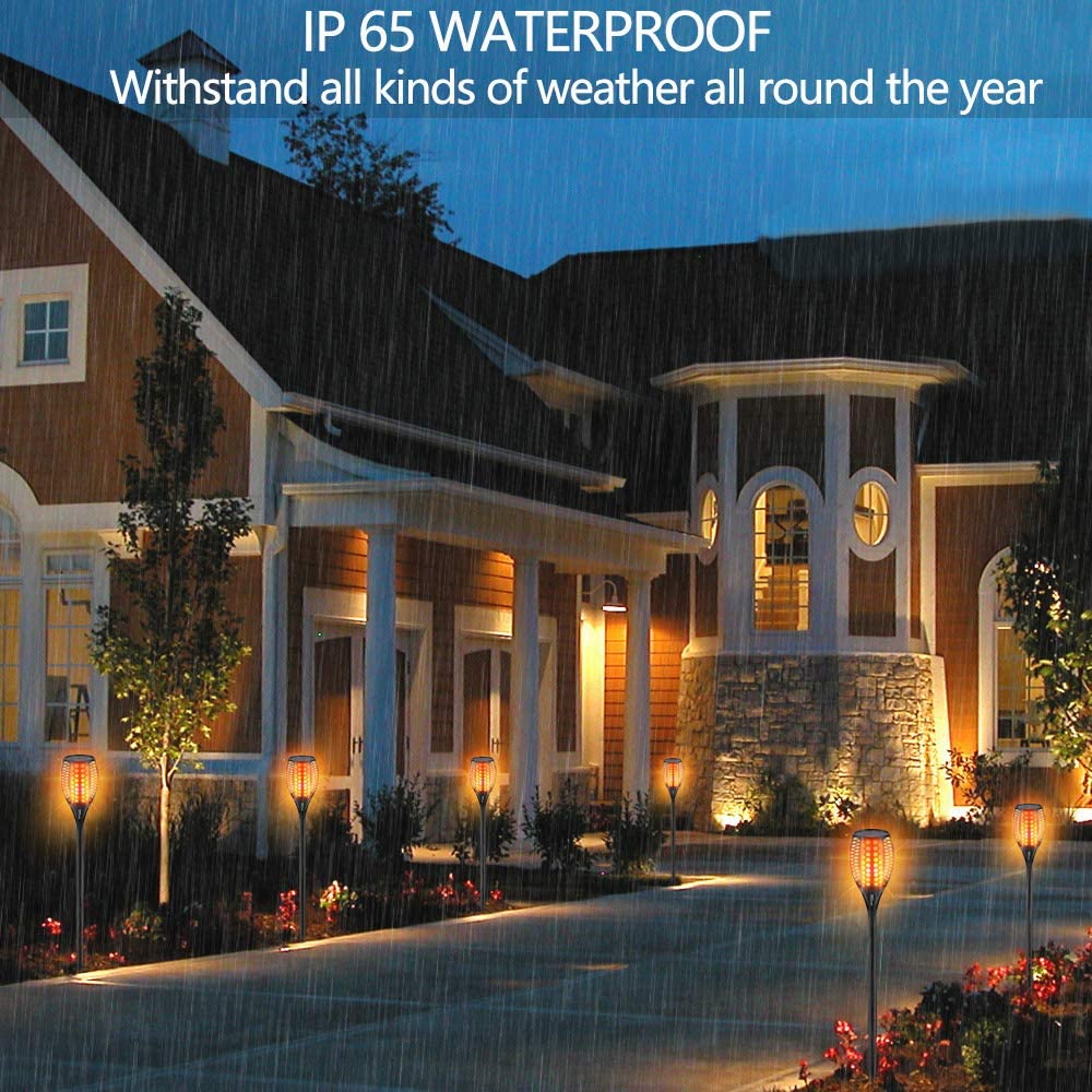 33 led outdoor waterproof solar powered small torch flame lights