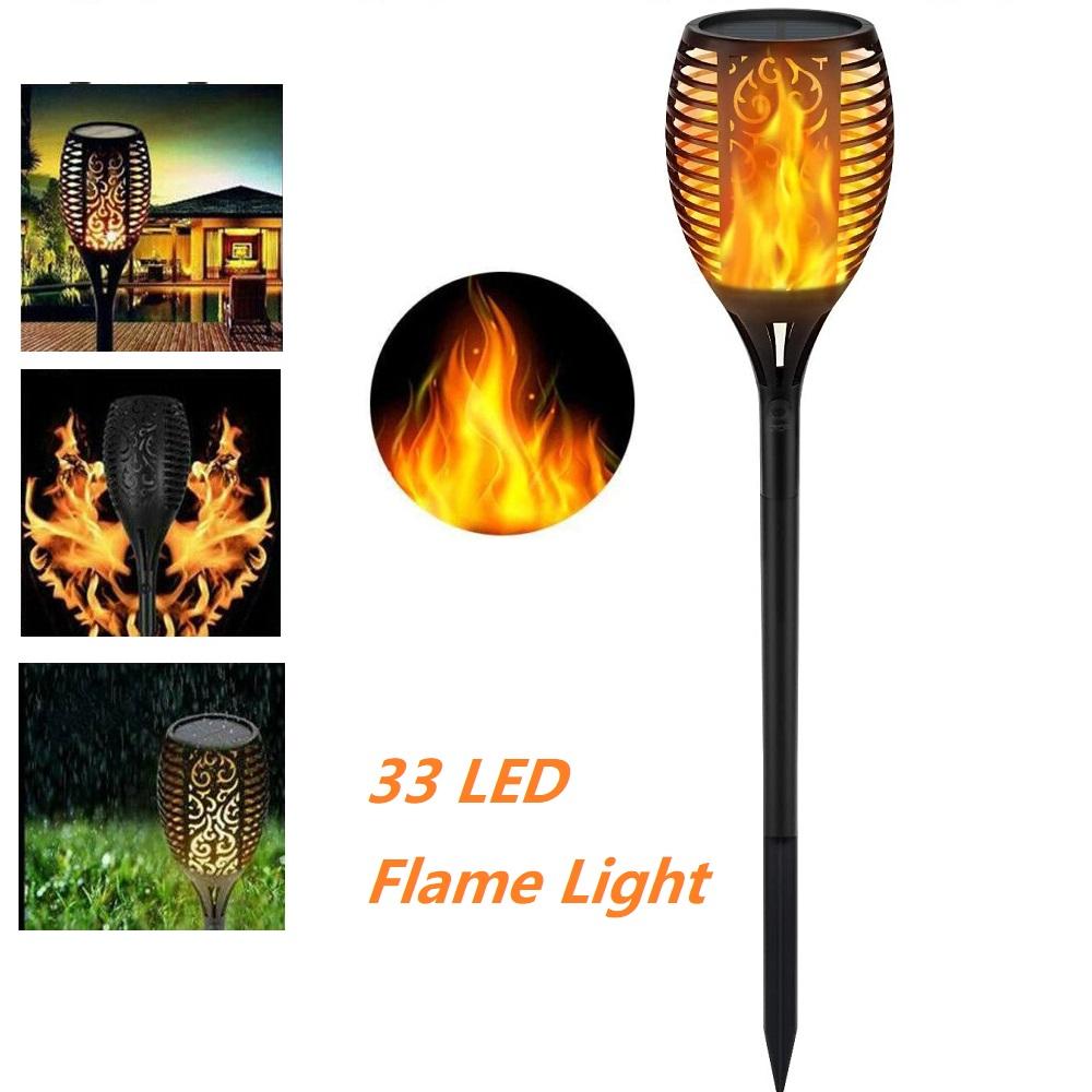 33 led outdoor waterproof solar powered small torch flame lights
