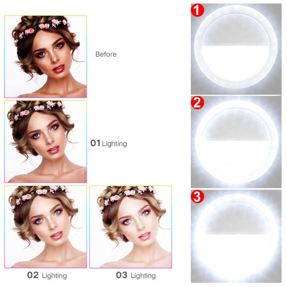 portable selfie ring clip on for mobile phone