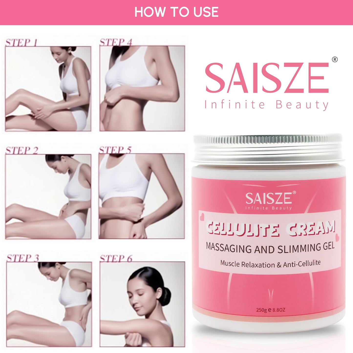 8.8 oz anti cellulite body slimming cream with massager and remover