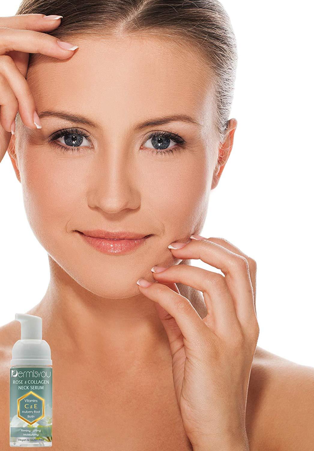 anti-wrinkle neck & décolleté serum with collagen & rose water