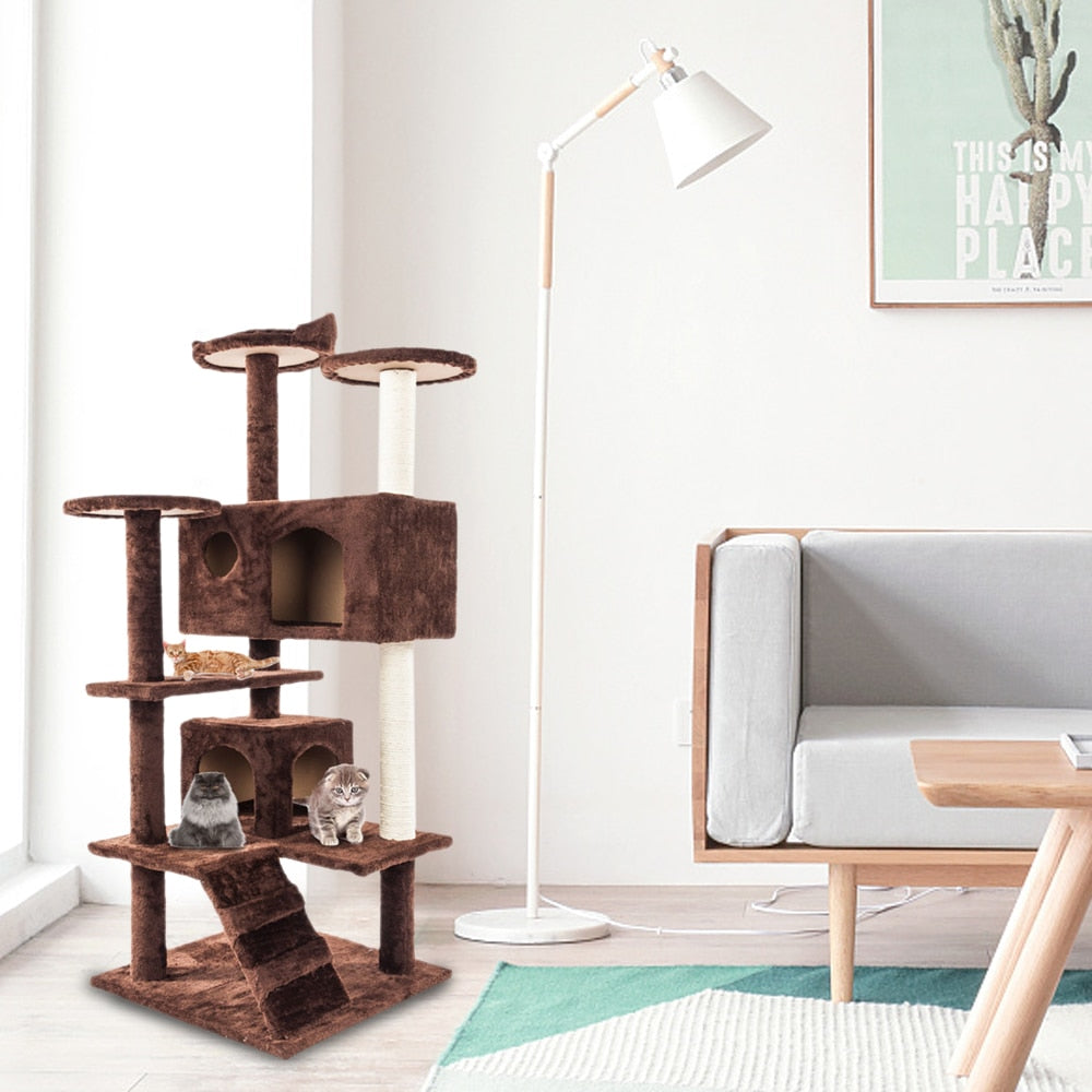 cat climbing sisal rope tower