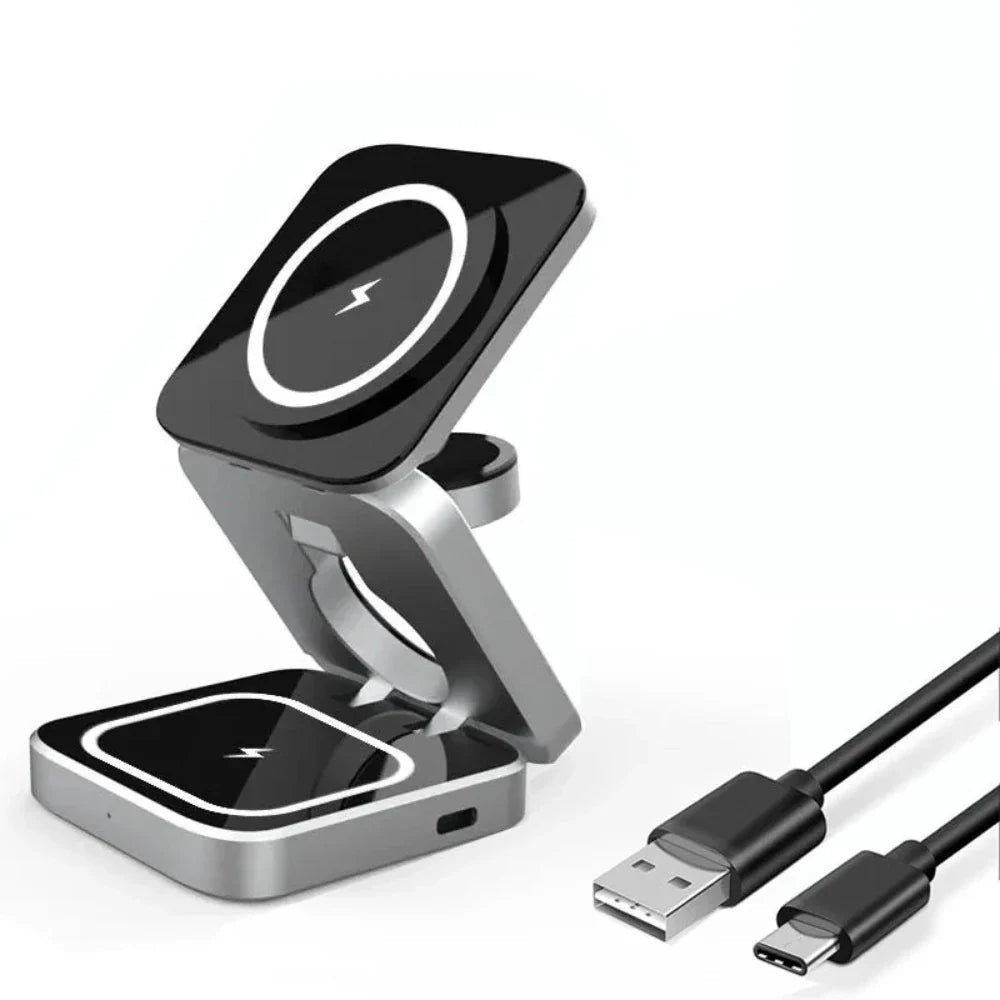 foldable 3 in 1 wireless charging phone stand