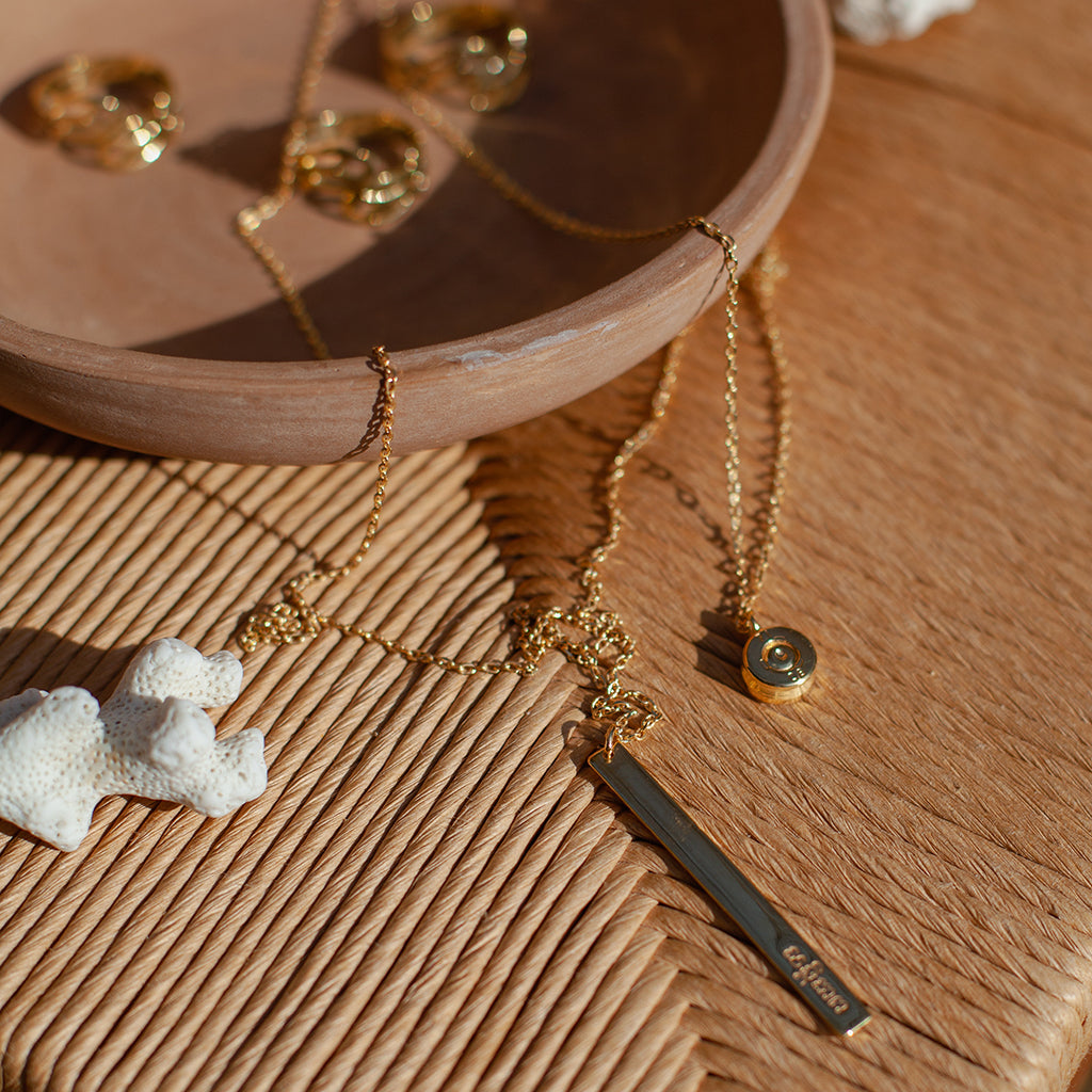 layered bar bullet necklace