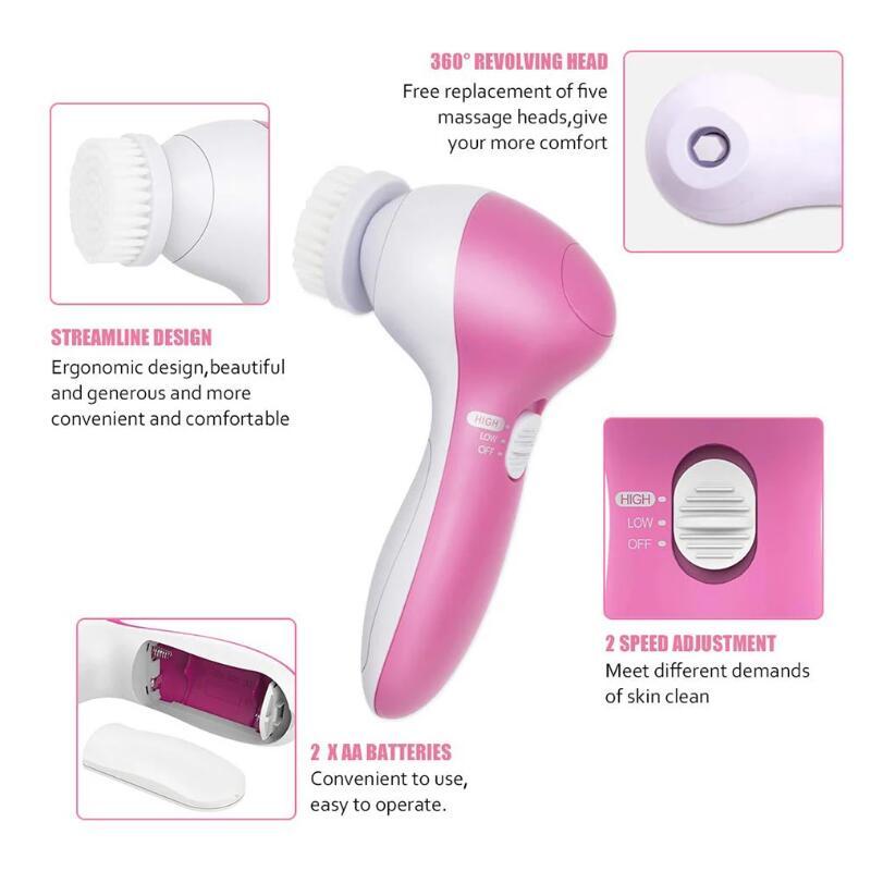 5 in 1 face massage cleansing brush set