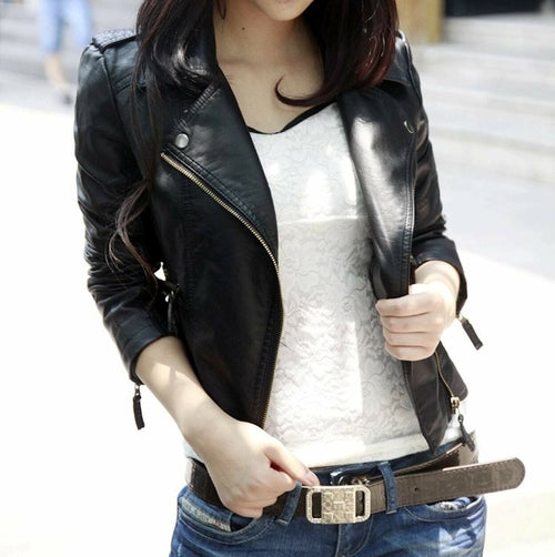 womens cropped vegan leather jacket