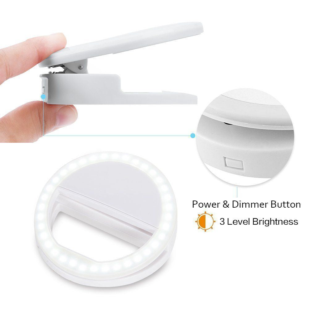 portable selfie ring clip on for mobile phone