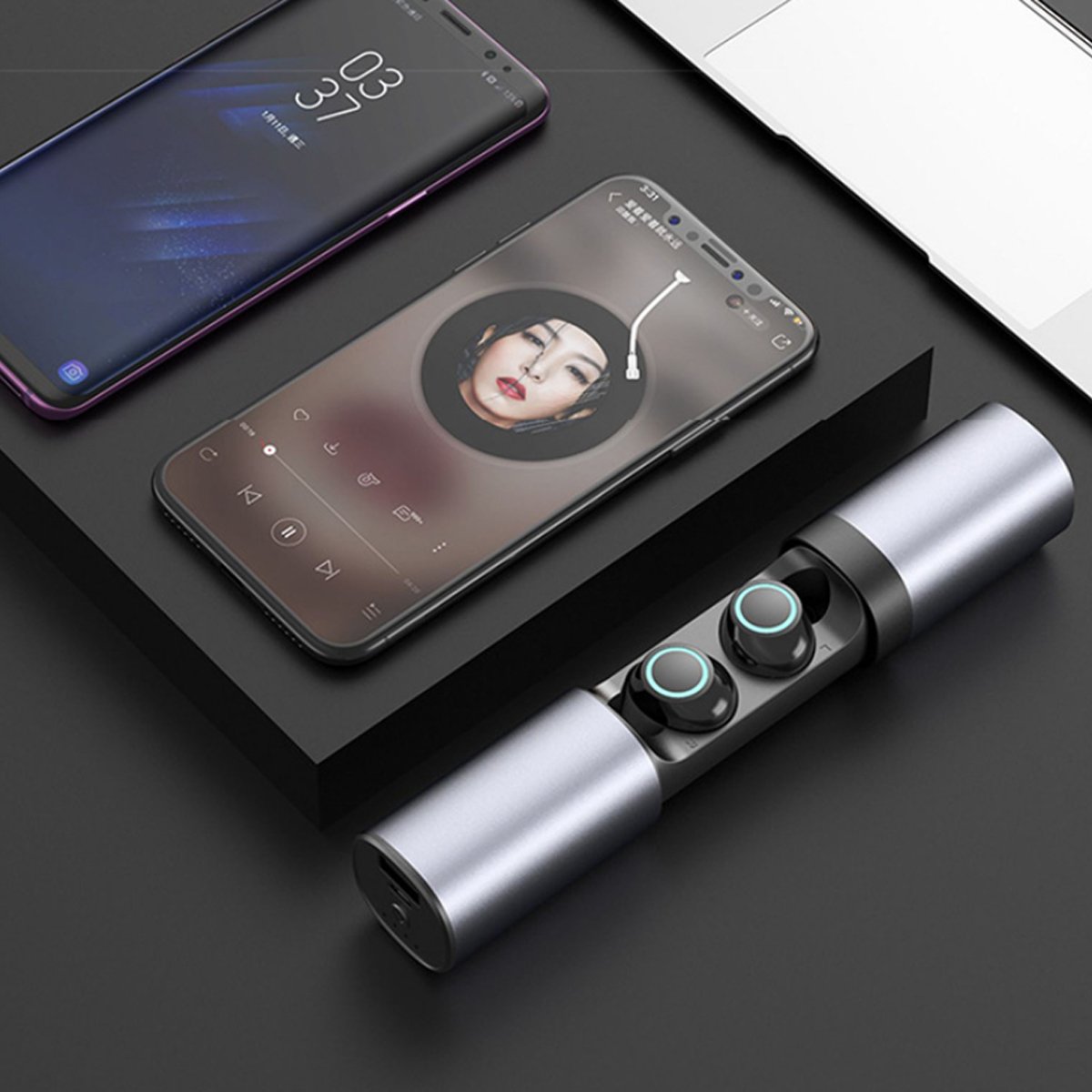 true twin 2 in 1 wireless headphones with phone charger