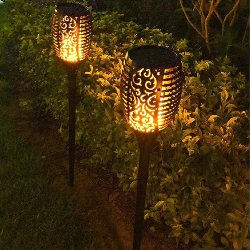 33 led outdoor waterproof solar powered small torch flame lights