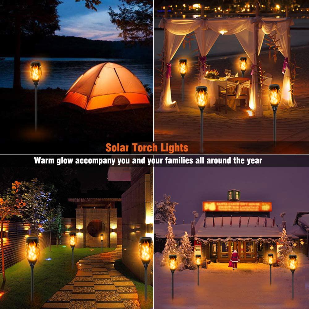 33 led outdoor waterproof solar powered small torch flame lights