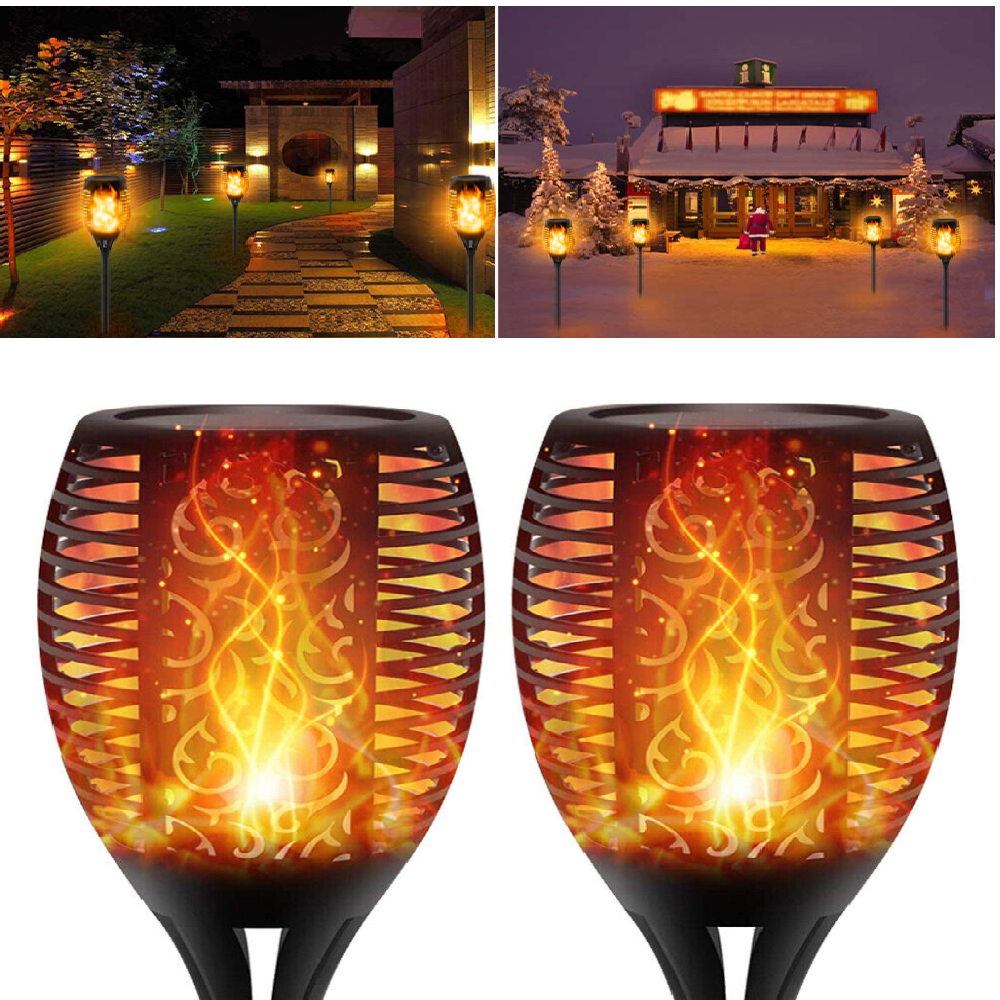 33 led outdoor waterproof solar powered small torch flame lights