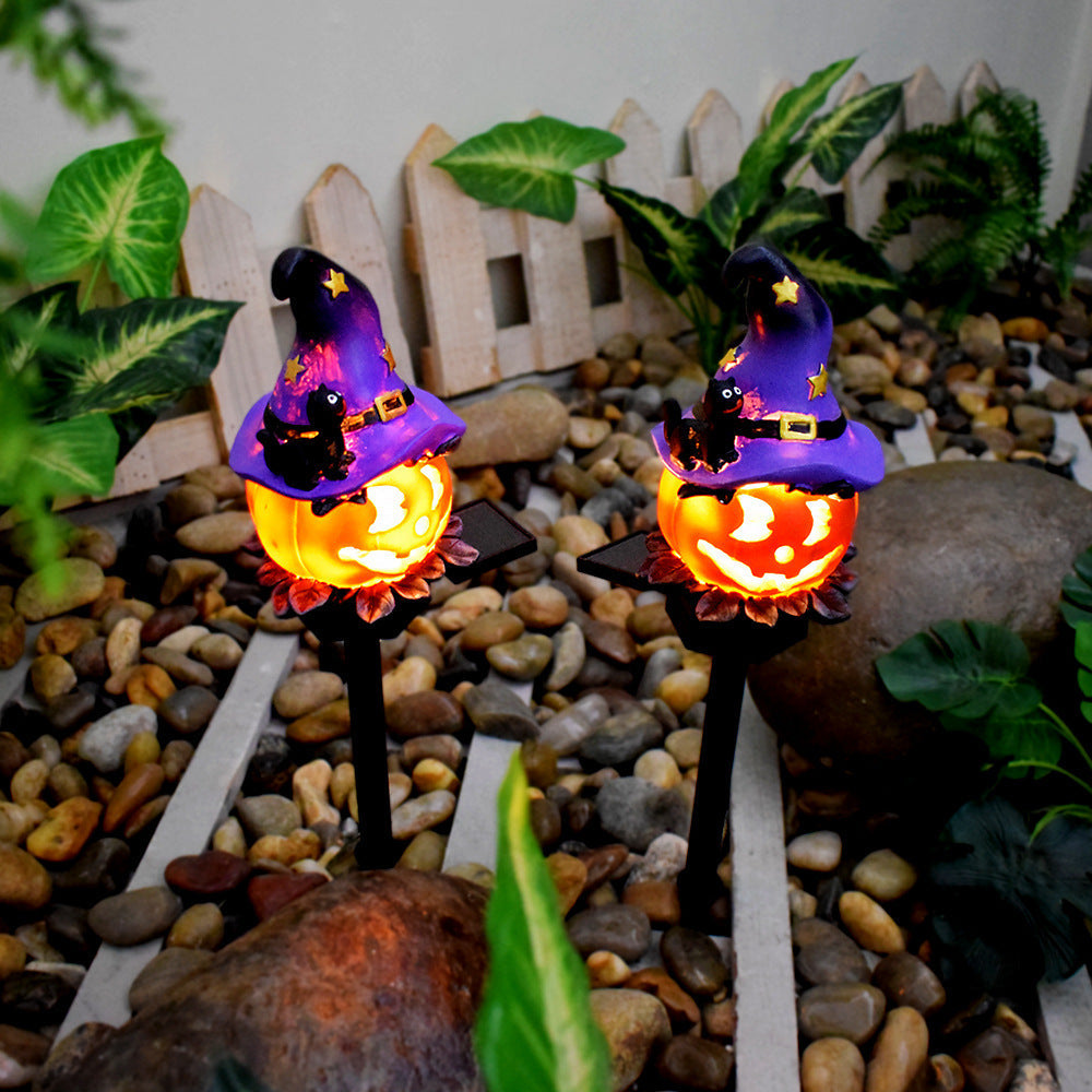 creative solar outdoor garden halloween pumpkin lantern resin