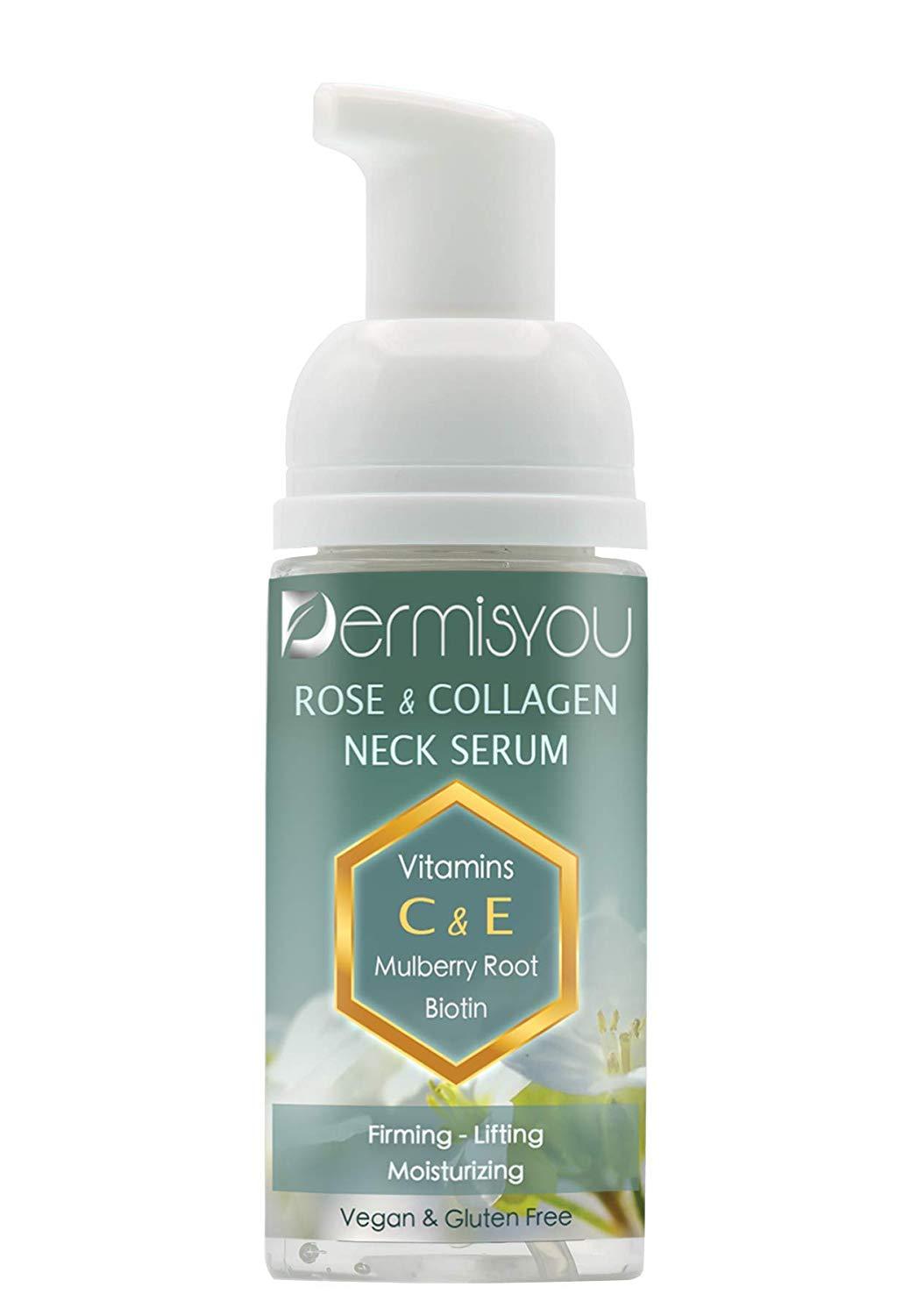 anti-wrinkle neck & décolleté serum with collagen & rose water