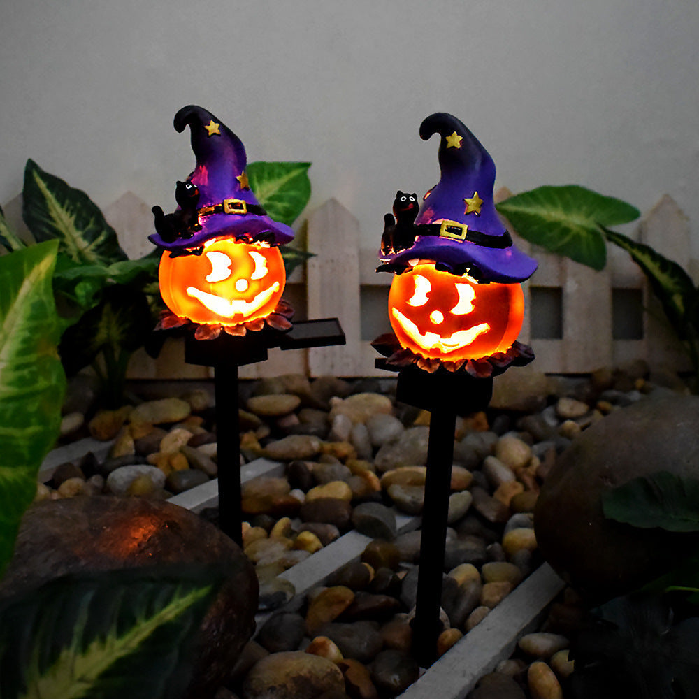 creative solar outdoor garden halloween pumpkin lantern resin