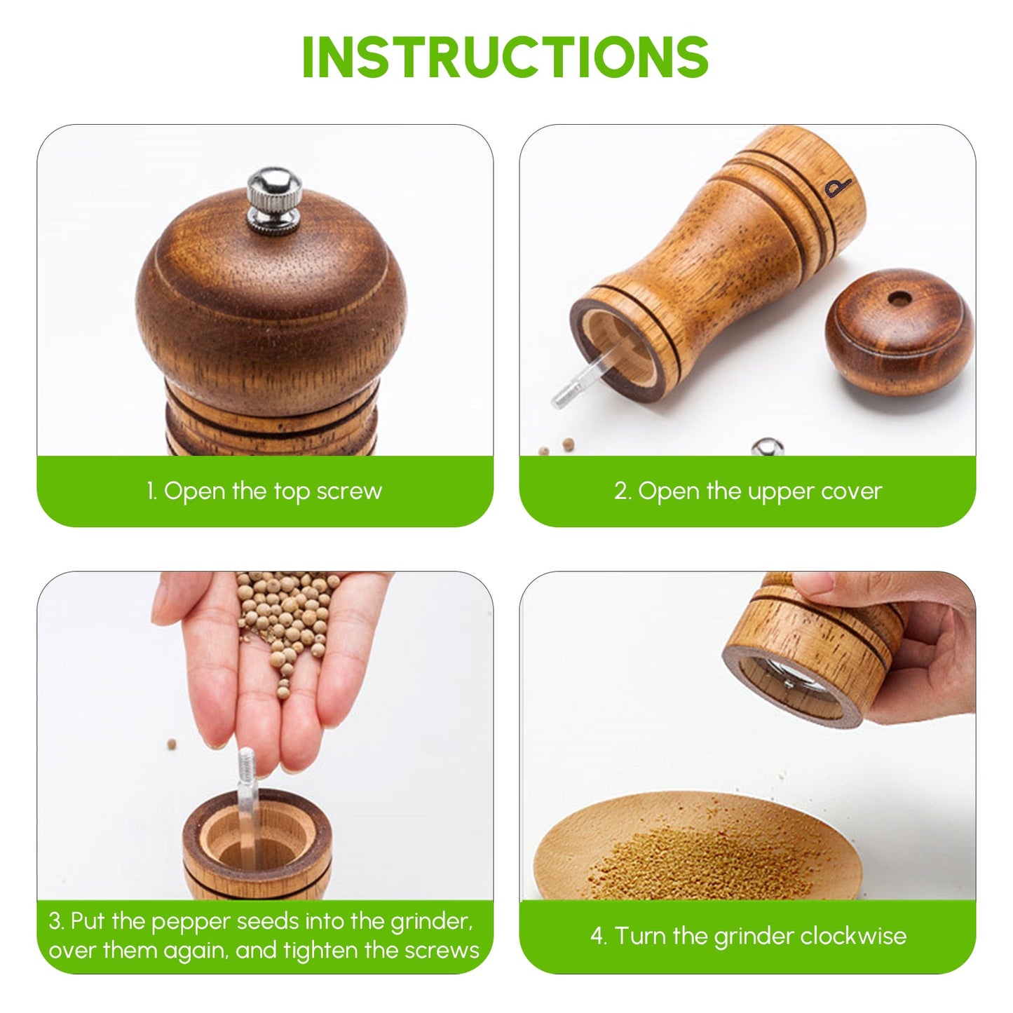 cooking salt and pepper grinder hand movement wood pepper mill kitchen