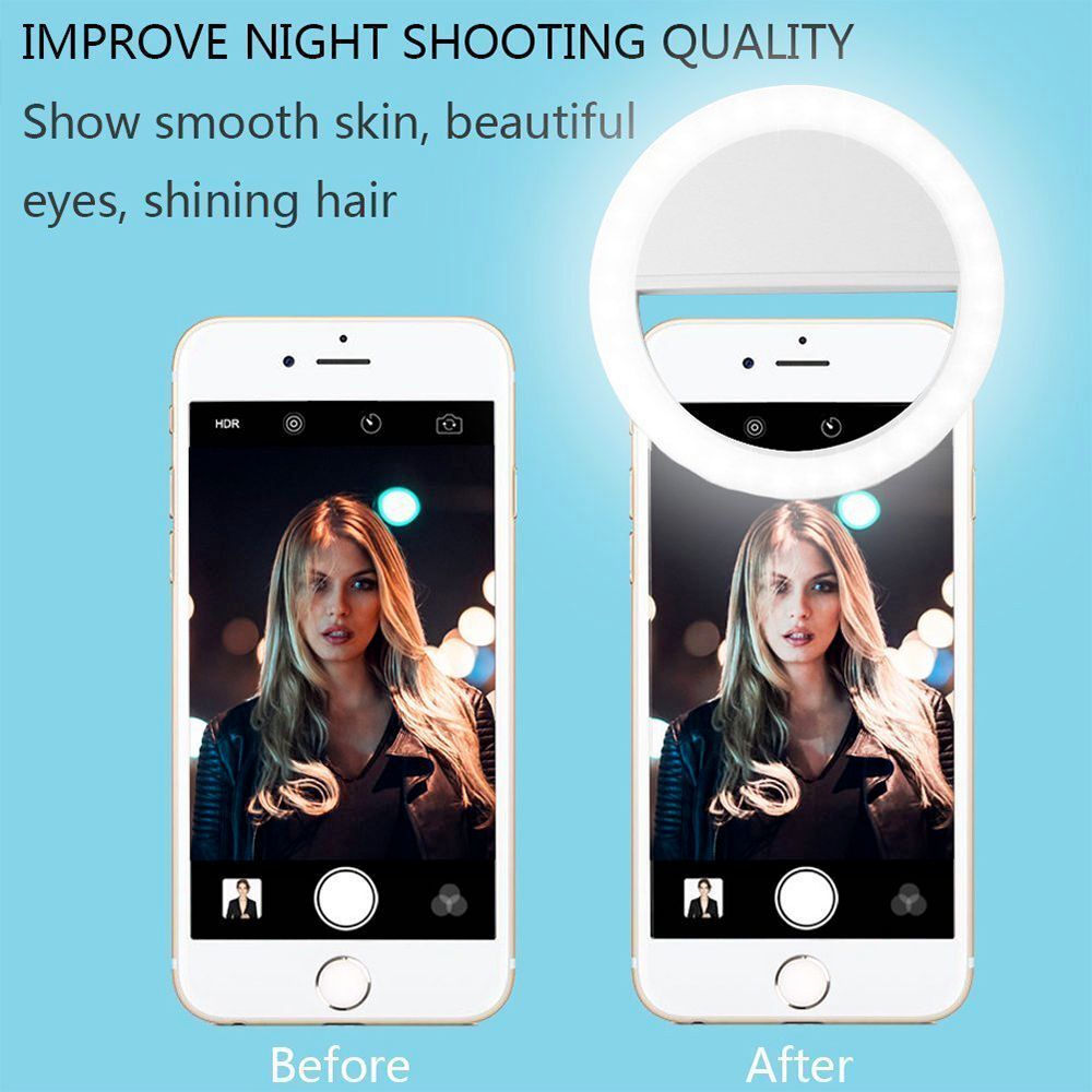 portable selfie ring clip on for mobile phone
