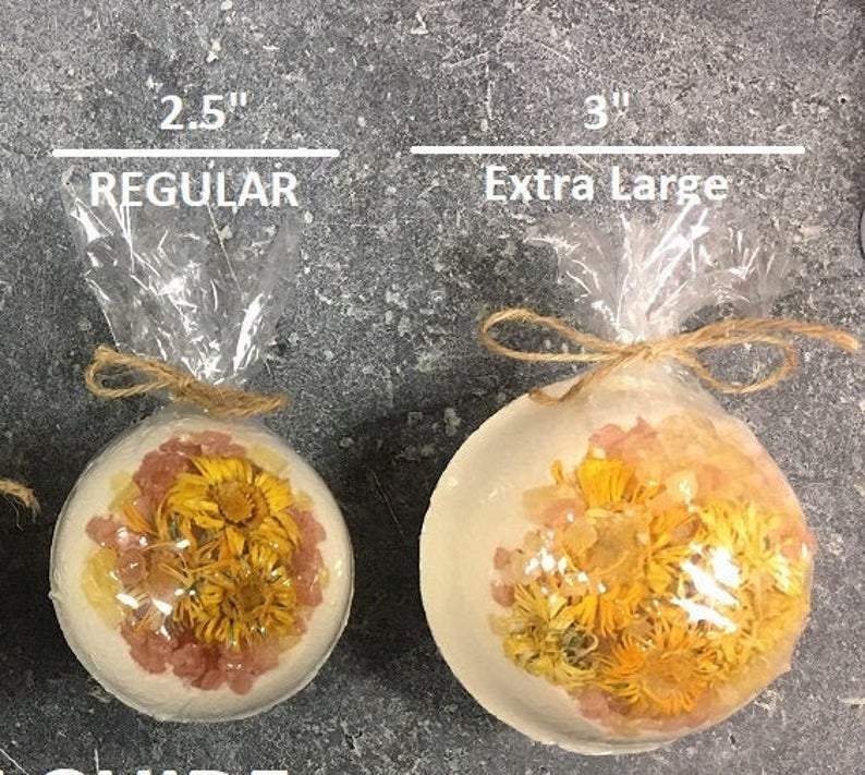 artisan organic calendula bath bomb with rose petals