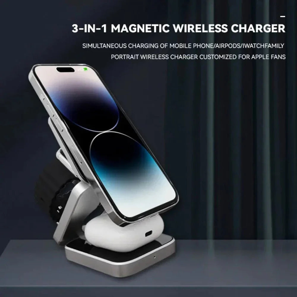 foldable 3 in 1 wireless charging phone stand