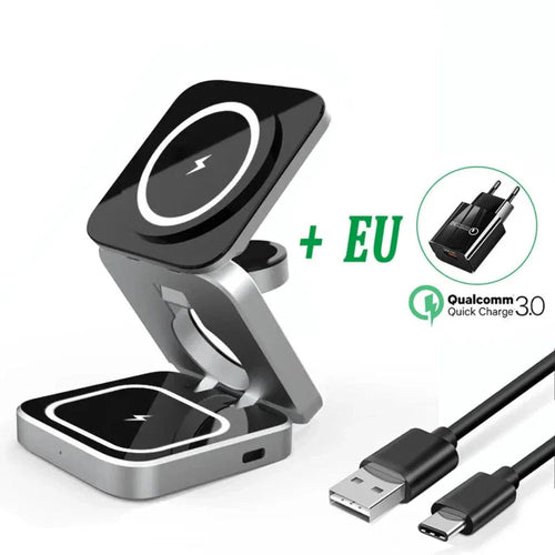 foldable 3 in 1 wireless charging phone stand