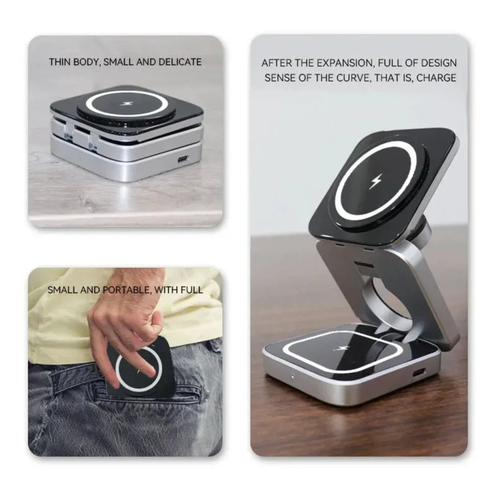 foldable 3 in 1 wireless charging phone stand