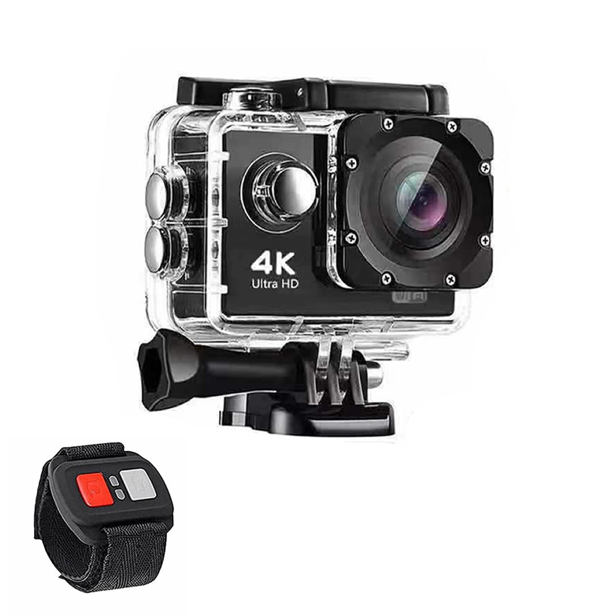 4k  waterproof all digital uhd wifi camera + rf remote and accessories