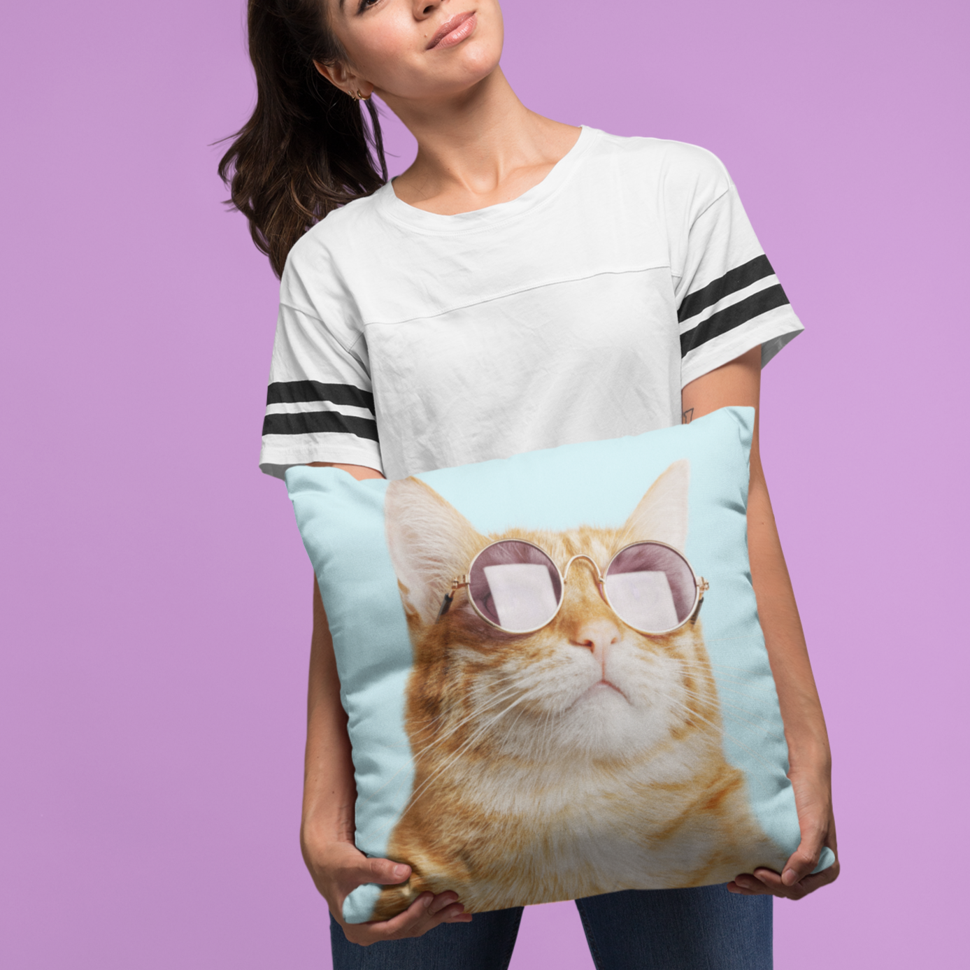 cat is always right square pillow
