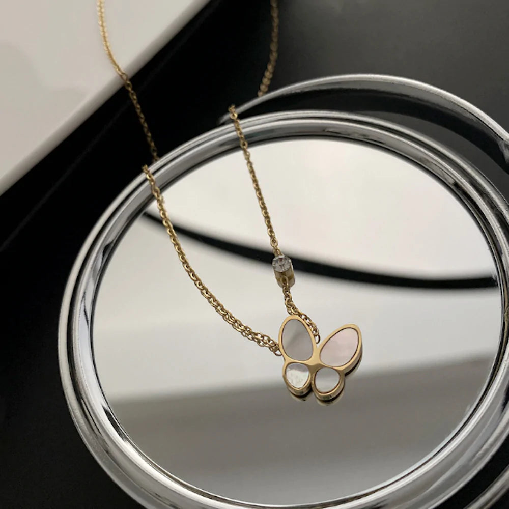 womens necklace with butterfly pedant
