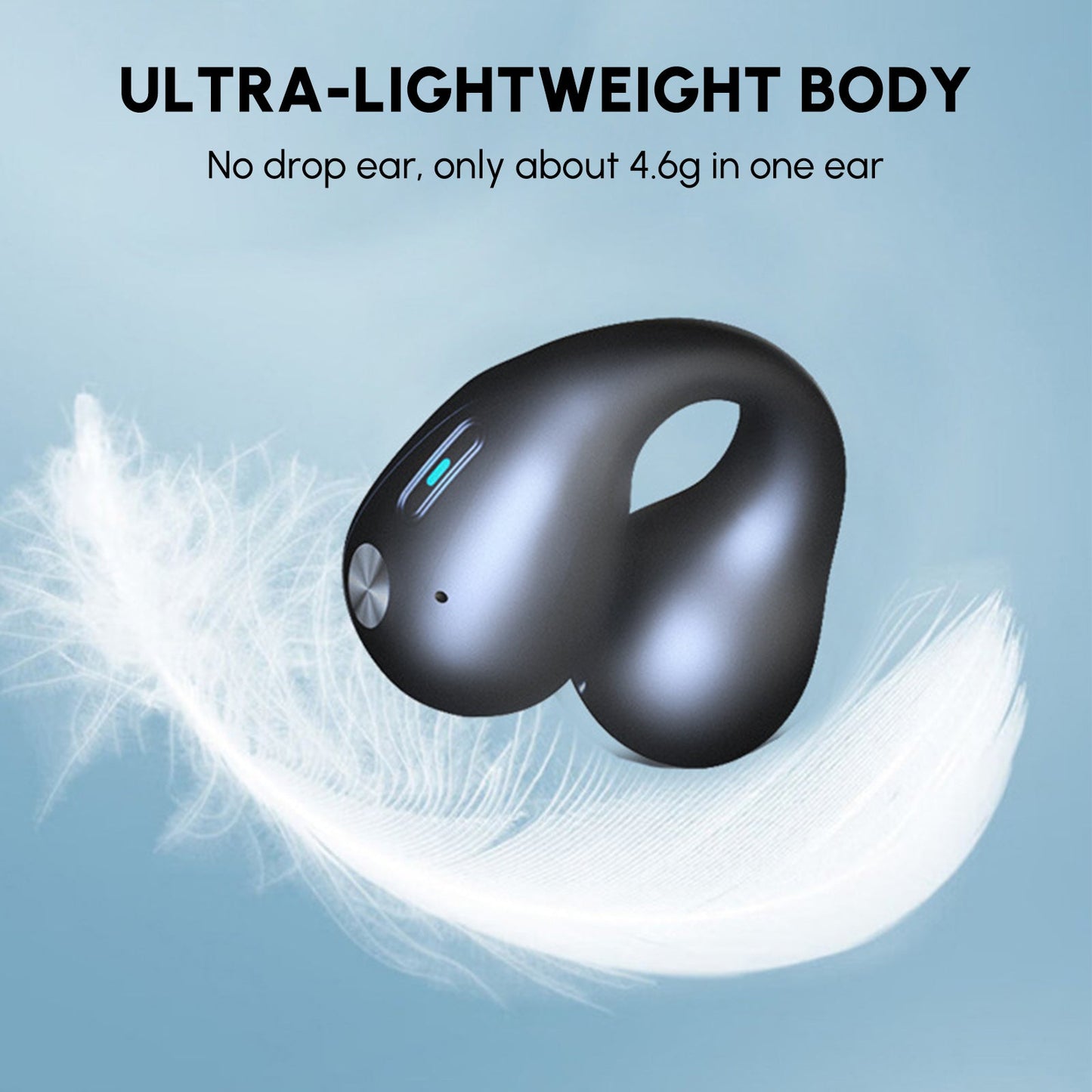 5.3 bluetooth open ear clip wireless earbuds with earhooks & digital