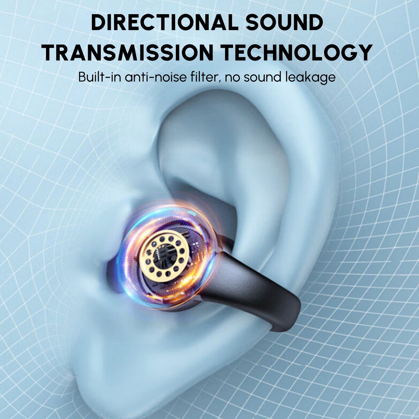 5.3 bluetooth open ear clip wireless earbuds with earhooks & digital