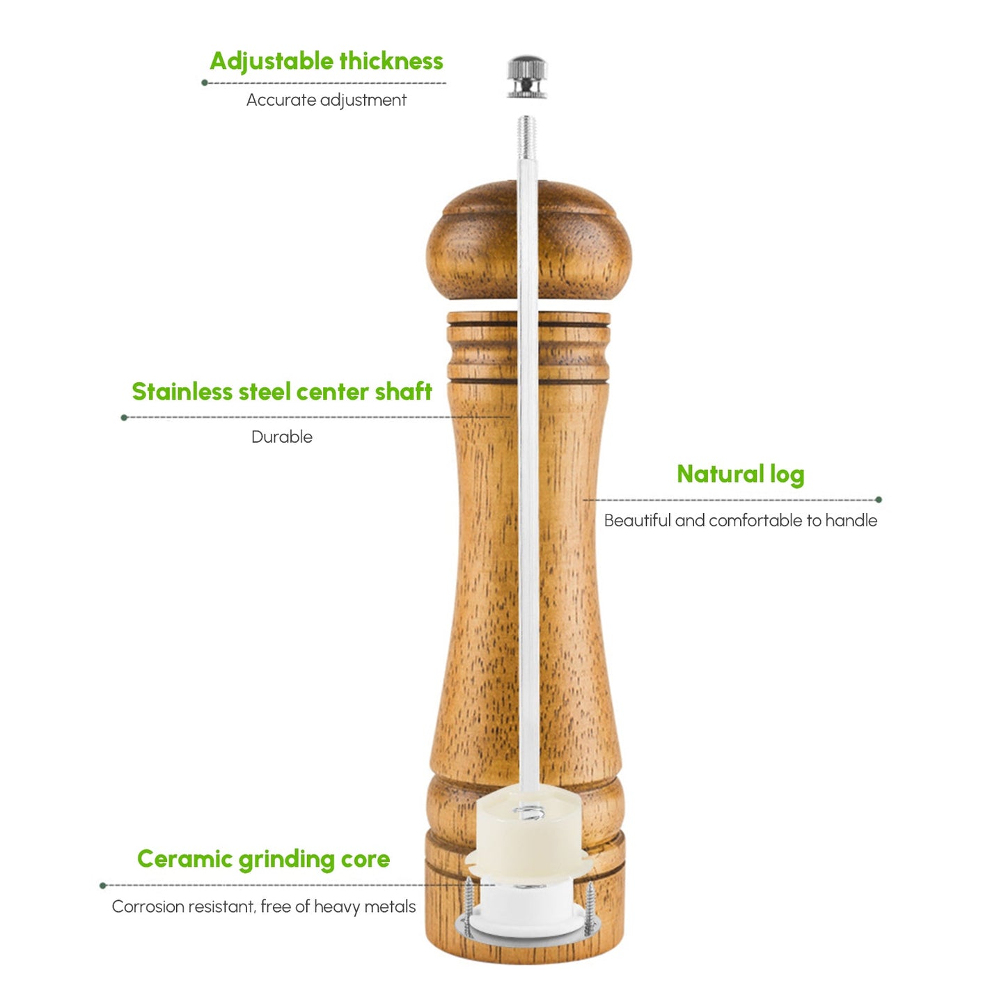 cooking salt and pepper grinder hand movement wood pepper mill kitchen