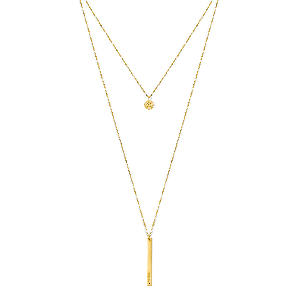 layered bar bullet necklace