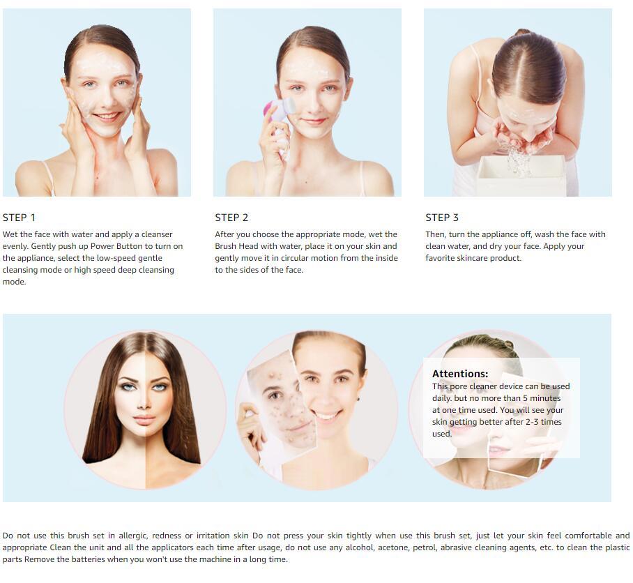 5 in 1 face massage cleansing brush set